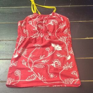 Lime Ricki Red and White Floral Women's Swimsuit/Swimwear Top